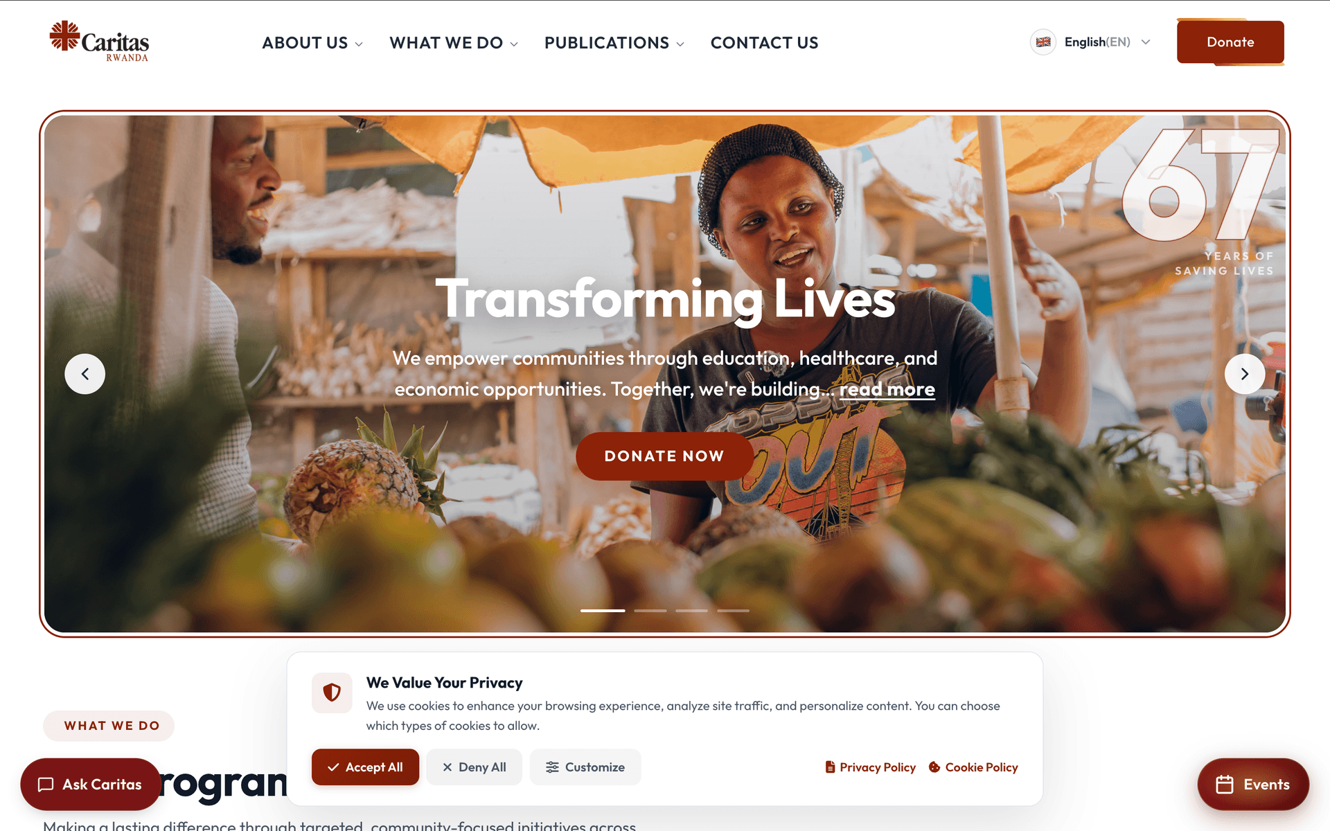 Caritas Rwanda Website Revamp — work by Prince Parfait GANZA