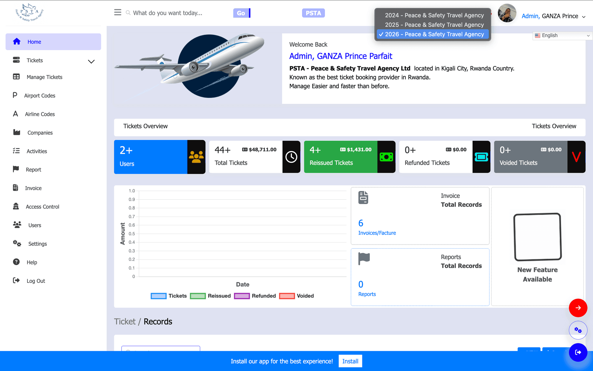 PSTA Ticket Accounting System — work by Prince Parfait GANZA